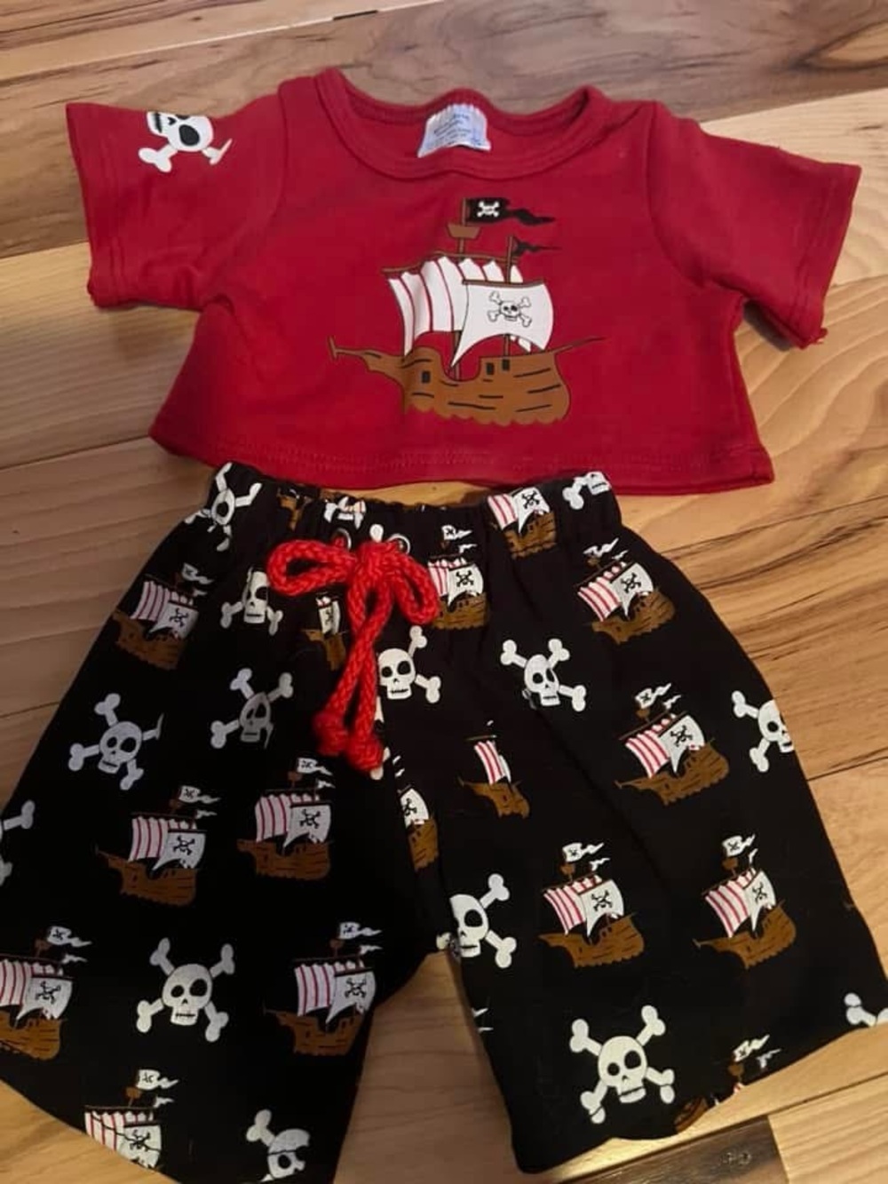 Build a bear Pirate Pant Set - Red Top & Black pants